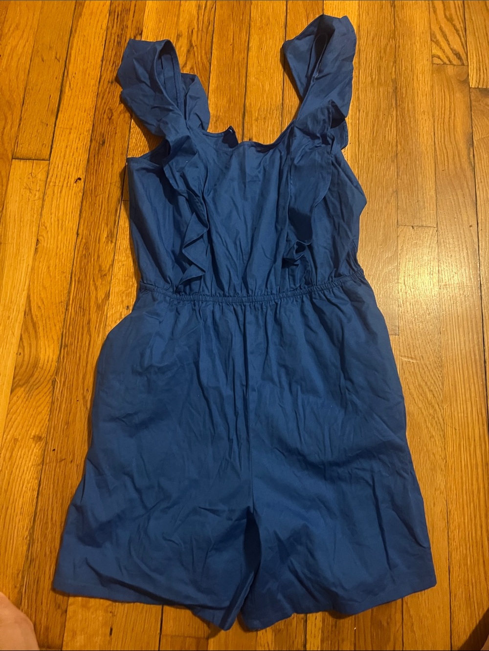 H&M Deep Blue Ruffle Strap Girls Romper